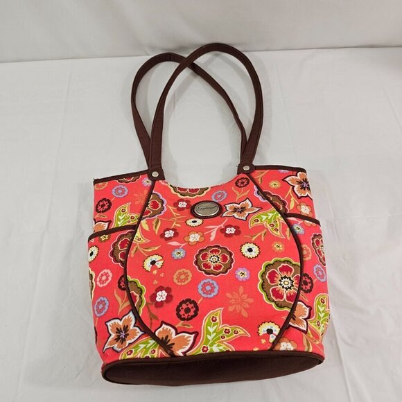 Longaberger Homestead Red Floral Print Snap Close Shoulder Handbag Purse - Picture 16 of 16